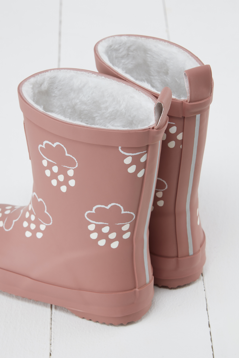 Grass & Air - Rose - Colour Changing Kids Wellies with Teddy Fleece Lining