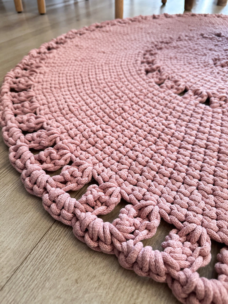 Crochet BOHO Rug |  POWDER PINK