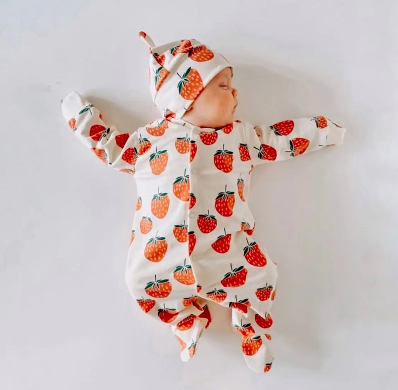 Organic Baby Sleepsuit - Strawberry
