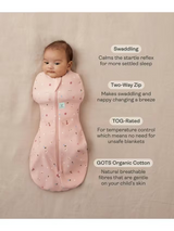 ergoPouch - Organic Summer Cocoon Swaddle Sleeping Bag - Dragonflies 0.2 TOG