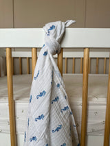 Nautical Seahorse Blue Muslin Swaddle