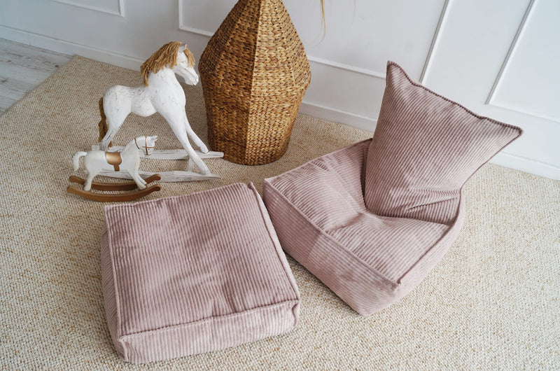 Monio - Small - Corduroy Pouffe - Dirty Pink