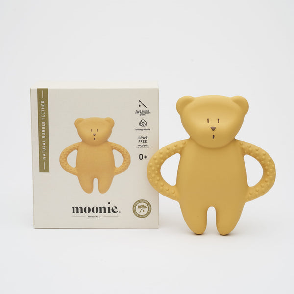 Moonie - Natural Rubber Teddy Teether - Honey