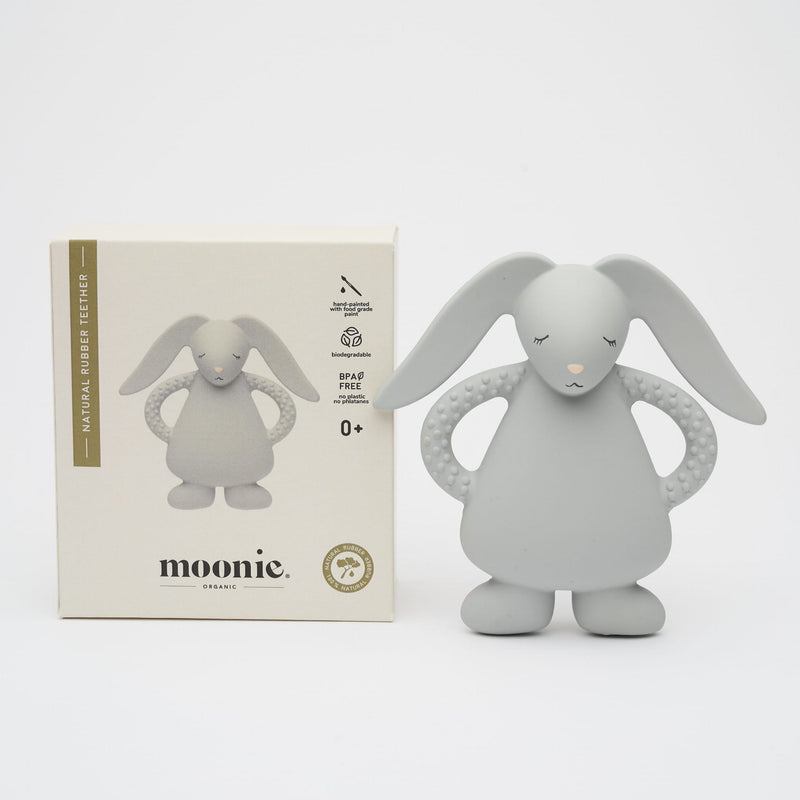 Moonie - Natural Rubber Bunny Teether - Silver