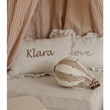 Personalised Embroidered Ruffled Linen Pillow - Natural