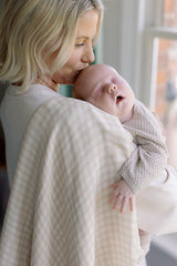 Large Swaddle Muslin - Gingham Beige