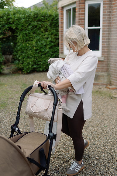 Quilted Stroller Bag - Sand/Scallop Print