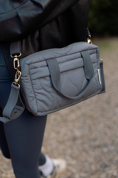 Quilted Stroller Bag - Slate/Wildflower Print