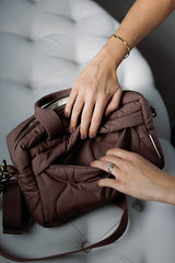 Quilted Stroller Bag - Mocha/Pears Print