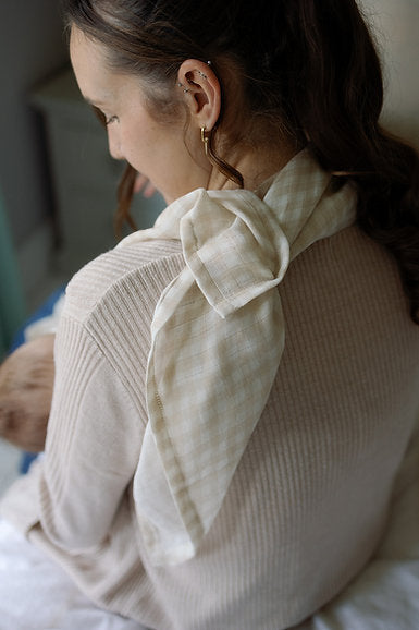 Large Swaddle Muslin - Gingham Beige