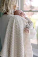 Large Swaddle Muslin - Gingham Beige