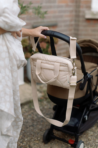 Quilted Stroller Bag - Sand/Scallop Print