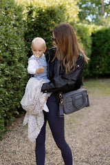 Quilted Stroller Bag - Slate/Wildflower Print