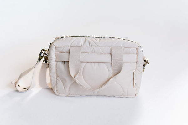 Quilted Stroller Bag - Sand/Scallop Print