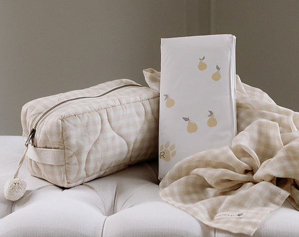 Washbag - Gingham Beige