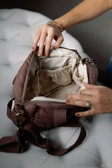 Quilted Stroller Bag - Mocha/Pears Print