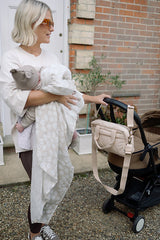 Quilted Stroller Bag - Sand/Scallop Print