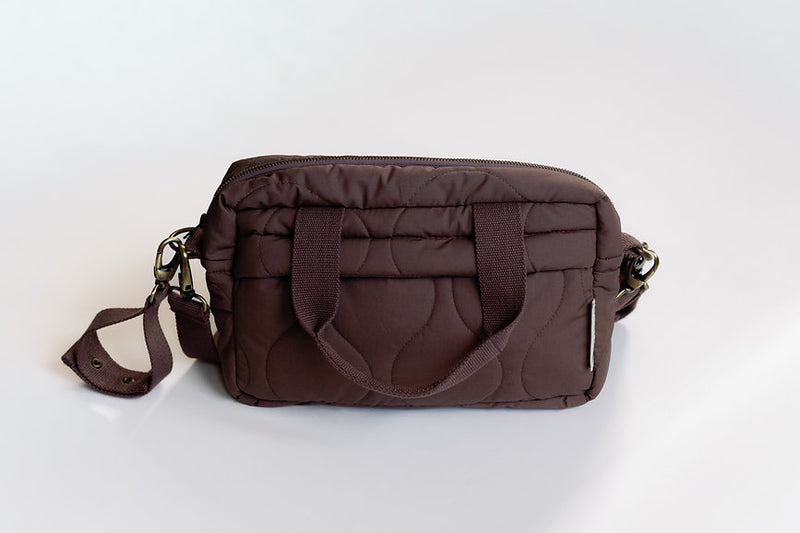 Quilted Stroller Bag - Mocha/Pears Print