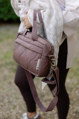 Quilted Stroller Bag - Mocha/Pears Print