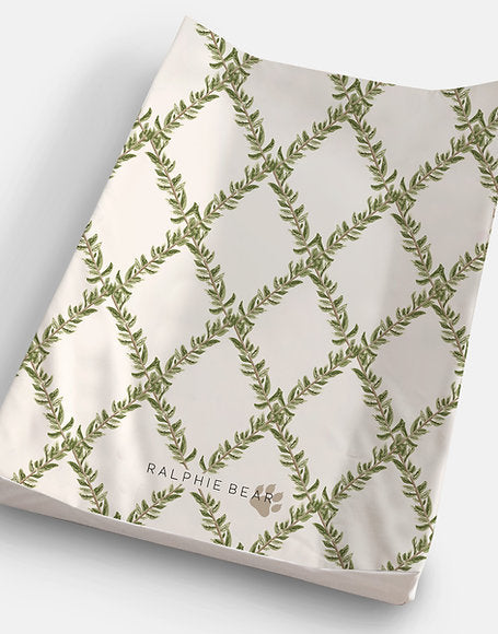 Leafy Grid Anti-Roll Wedge Baby Changing Mat