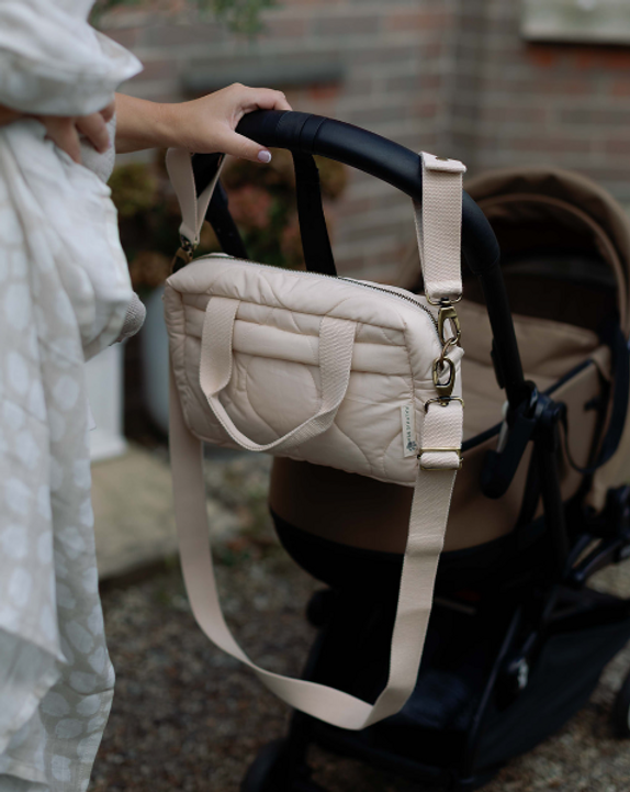 Ralphie Bear - Quilted Changing Stroller Bag - Beige/Scallop