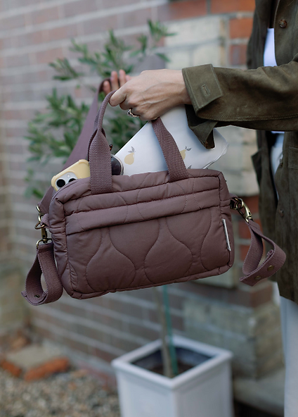 Ralphie Bear - Quilted Changing Stroller Bag - Brown/Pears