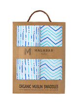 Organic Swaddle Set - Shades of Blue (Chevron & Dotty)