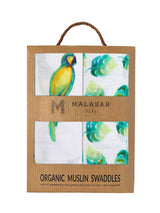 Organic Swaddle Set - Tropical Paradise (Parrot & Leaf)