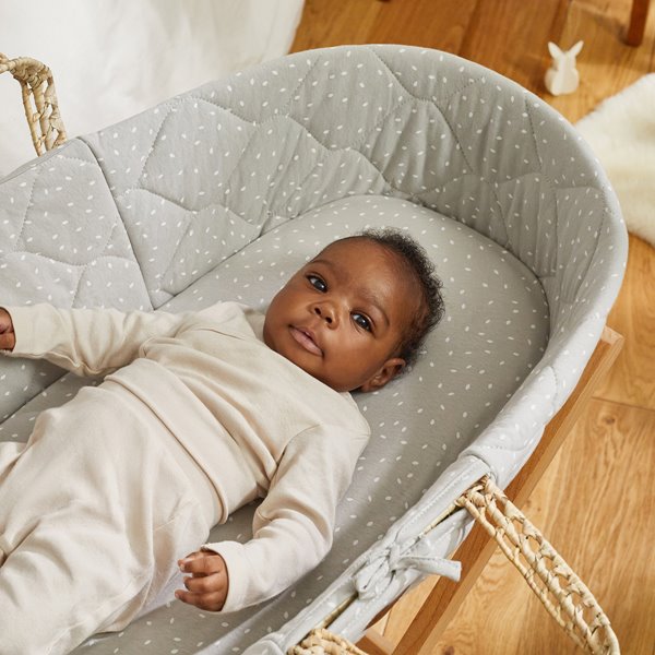 Moses Basket And Rocking Stand Bundle - Printed Dove