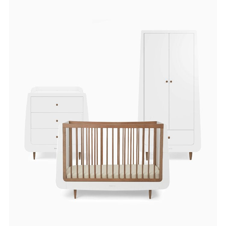 SnuzKot Skandi 3 Piece Nursery Furniture Set, the Natural Edit 'Walnut'