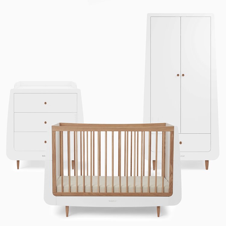 SnuzKot Skandi 3 Piece Nursery Furniture Set, the Natural Edit 'Oak'