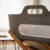 SnuzBaskit Dark Grey Moses Basket & Natural Stand Set