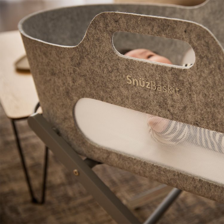 SnuzBaskit Light Grey Moses Basket & Dove Grey Stand Set