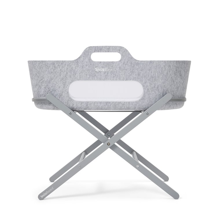 SnuzBaskit Light Grey Moses Basket & Dove Grey Stand Set