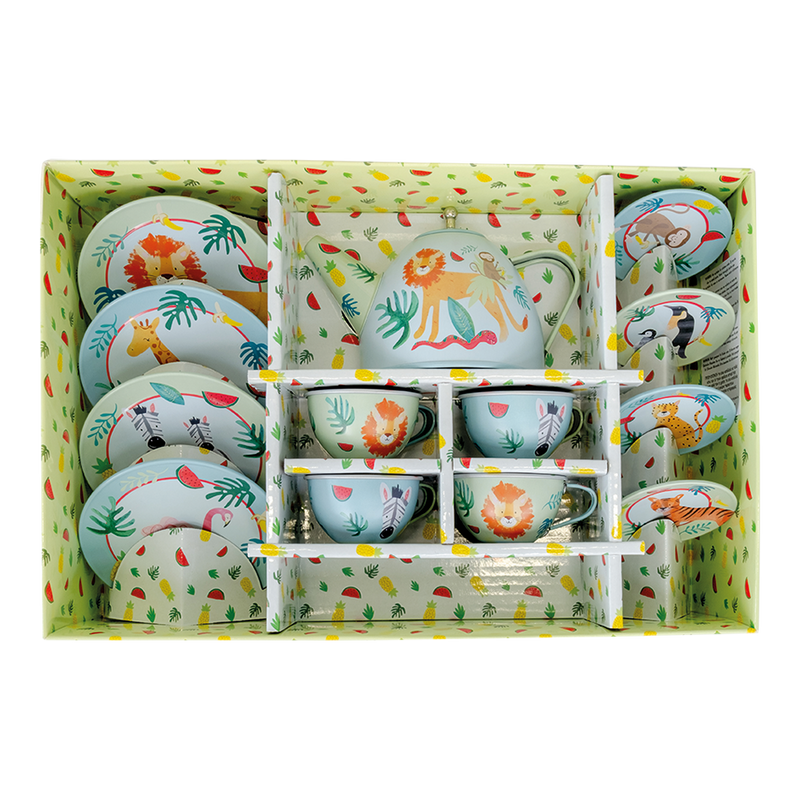 14pc Tin Tea Set - Jungle