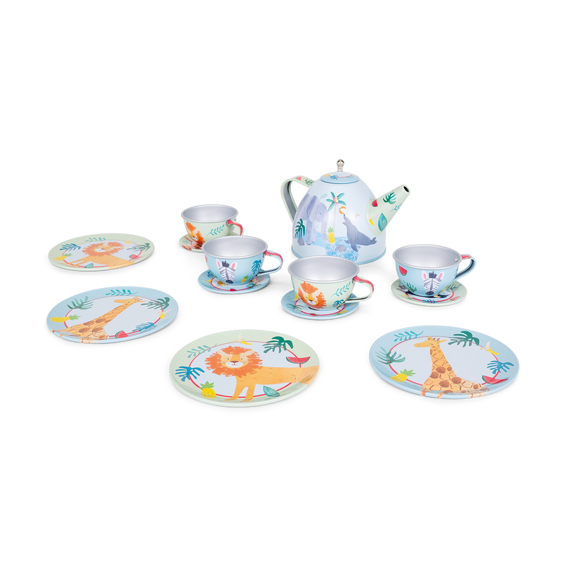 14pc Tin Tea Set - Jungle