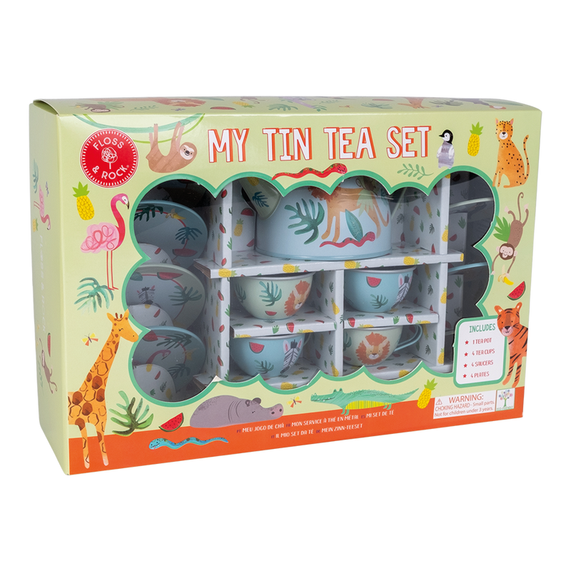 14pc Tin Tea Set - Jungle