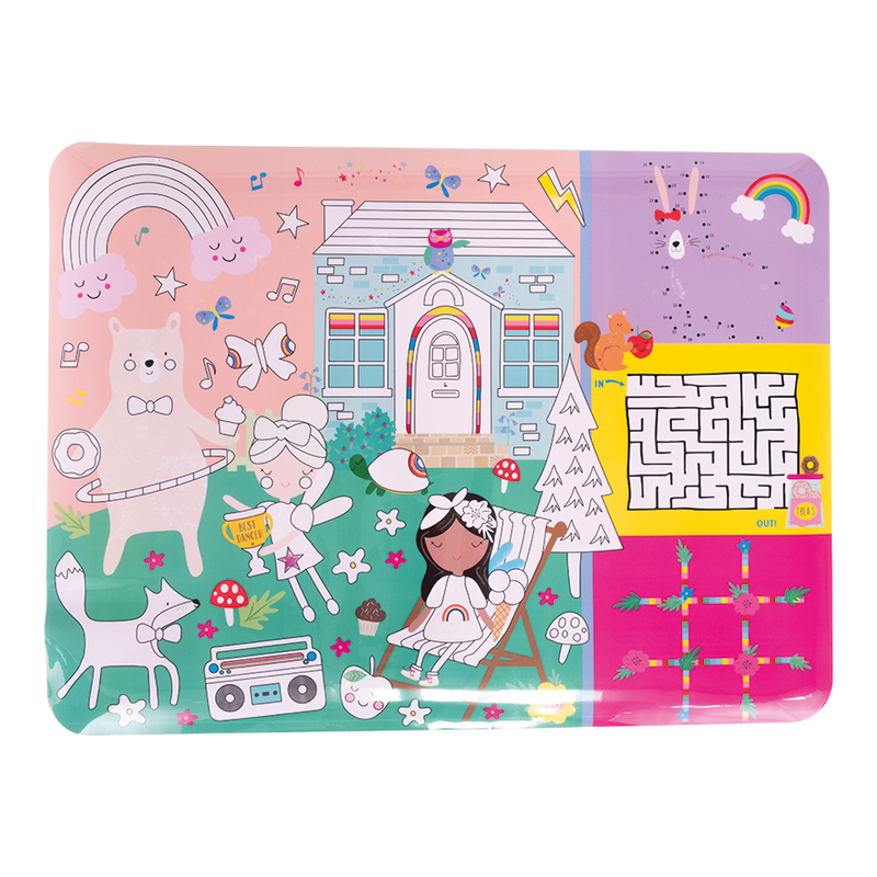 Colouring Fun & Games Mat - Rainbow Fairy