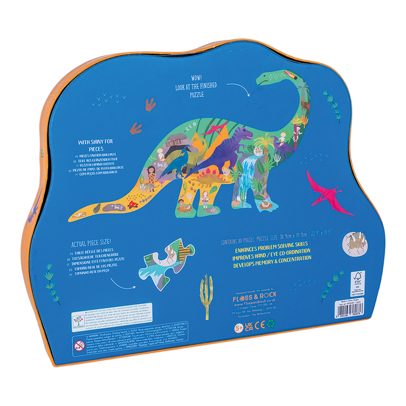 80 Piece Shaped Jigsaw in Shaped Box - Dino