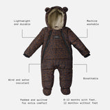 ANDERS Eco Snowsuit - Chocolate Leopard (With Feet)