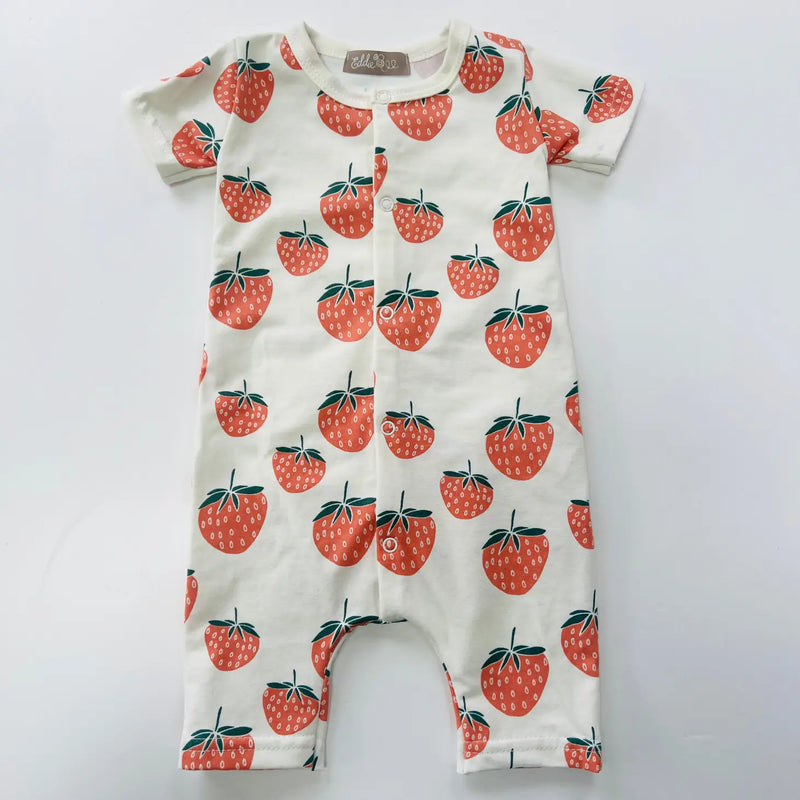 Organic Baby Playsuit - Strawberry