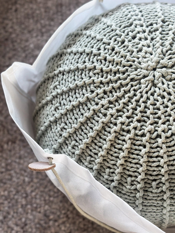 Knitted Pouffe, Small | LIGHT OLIVE