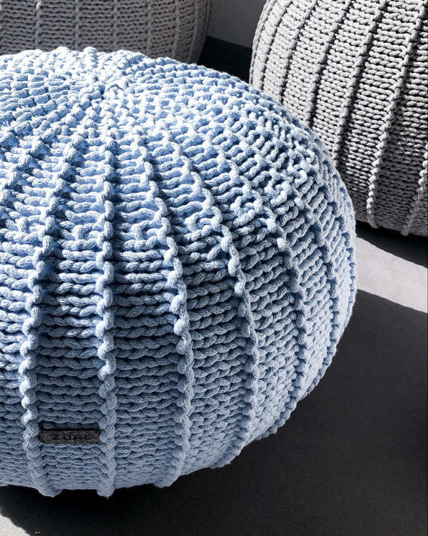 Knitted Pouffe, Small | BABY BLUE