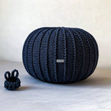 Knitted Pouffe, Small | NAVY BLUE