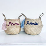 Pink Personalised tassel name basket - Small