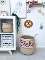 Blue Personalised tassel name basket - Extra Large