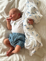 Nautical Seahorse Blue Muslin Swaddle