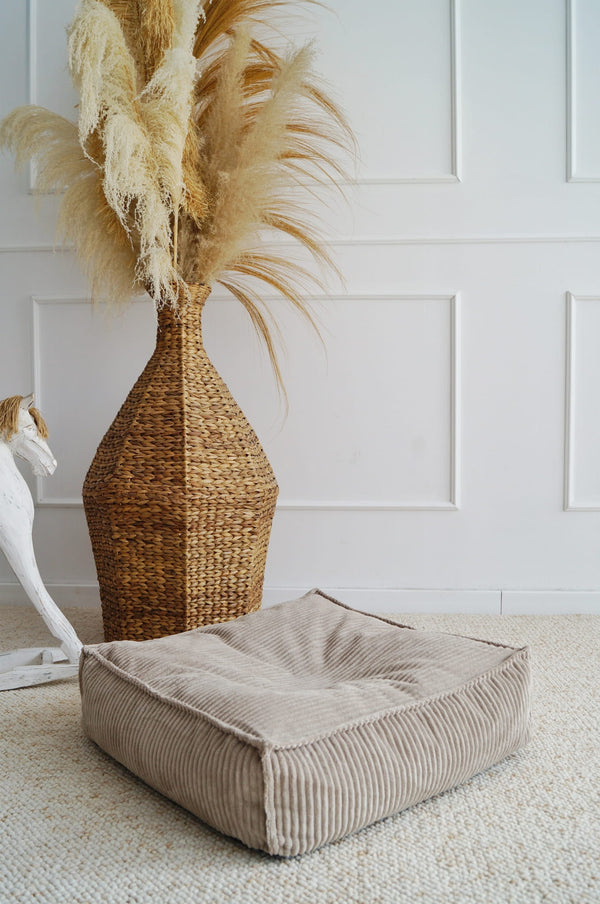 Monio - Small - Corduroy Pouffe - Beige