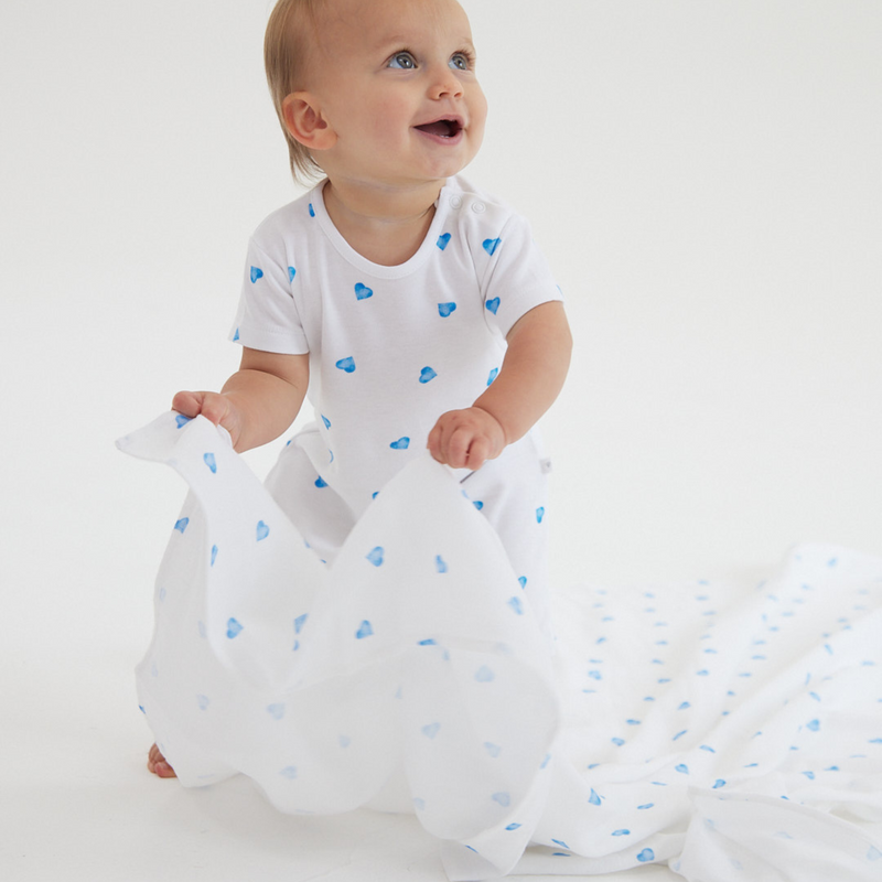 XL Bamboo Muslin - Blue Heart