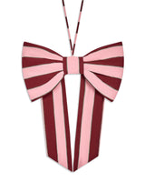Christmas Hanging Bow - Bold Stripe Burgundy